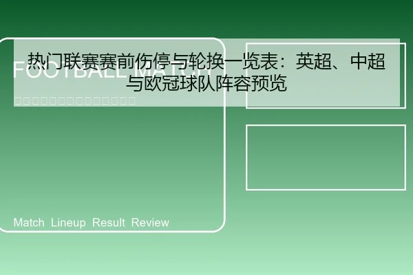热门联赛赛前伤停与轮换一览表：英超、中超与欧冠球队阵容预览